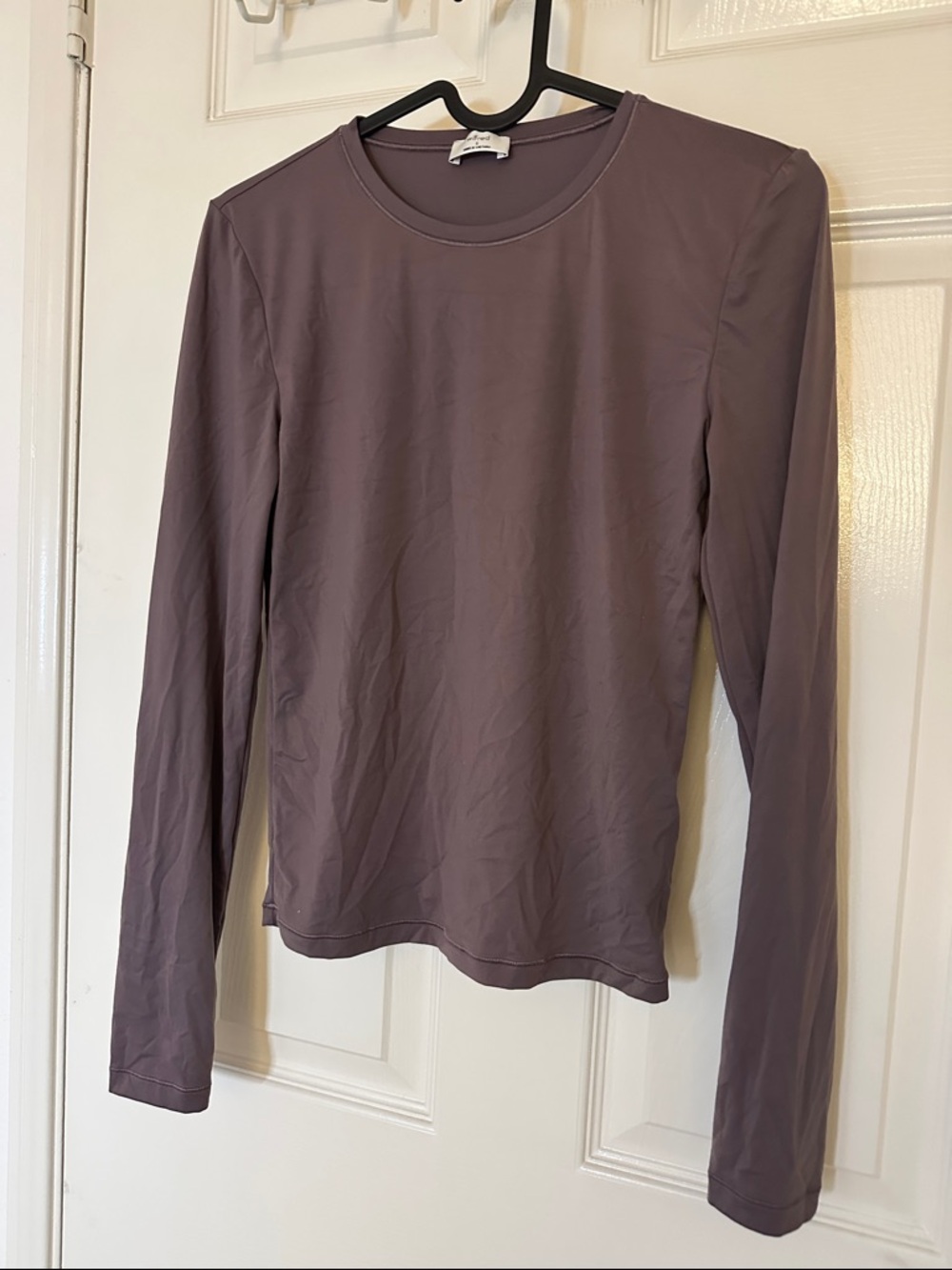 Aritzia Long-Sleeve Crewneck Top in Eggplant